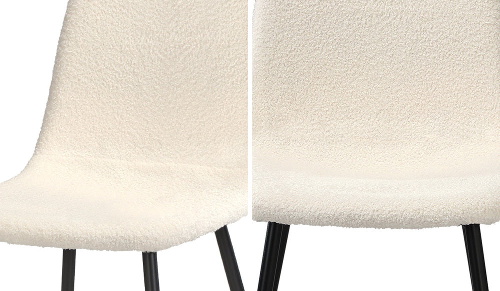 Oikiture 6x Dining Chairs Sherpa White and Black