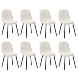 Oikiture 8x Dining Chairs Sherpa White and Black
