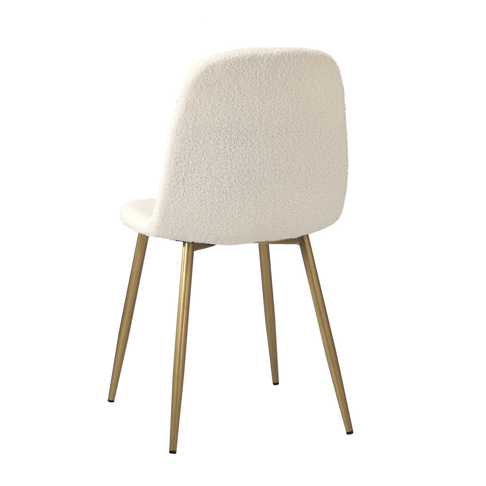 Oikiture 2x Dining Chairs Sherpa White and Golden