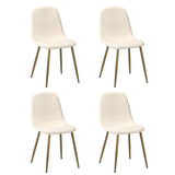 Oikiture 4x Dining Chairs Sherpa White and Golden - Extra Image