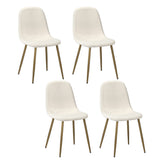 Oikiture 4x Dining Chairs Sherpa White and Golden