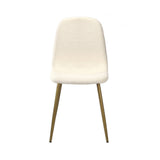 Oikiture 4x Dining Chairs Sherpa White and Golden