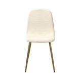 Oikiture 4x Dining Chairs Sherpa White and Golden - Top-Down View