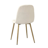Oikiture 4x Dining Chairs Sherpa White and Golden - Side View