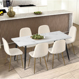 Oikiture 4x Dining Chairs Sherpa White and Golden