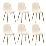 Oikiture 6x Dining Chairs Sherpa White and Golden - Rear View