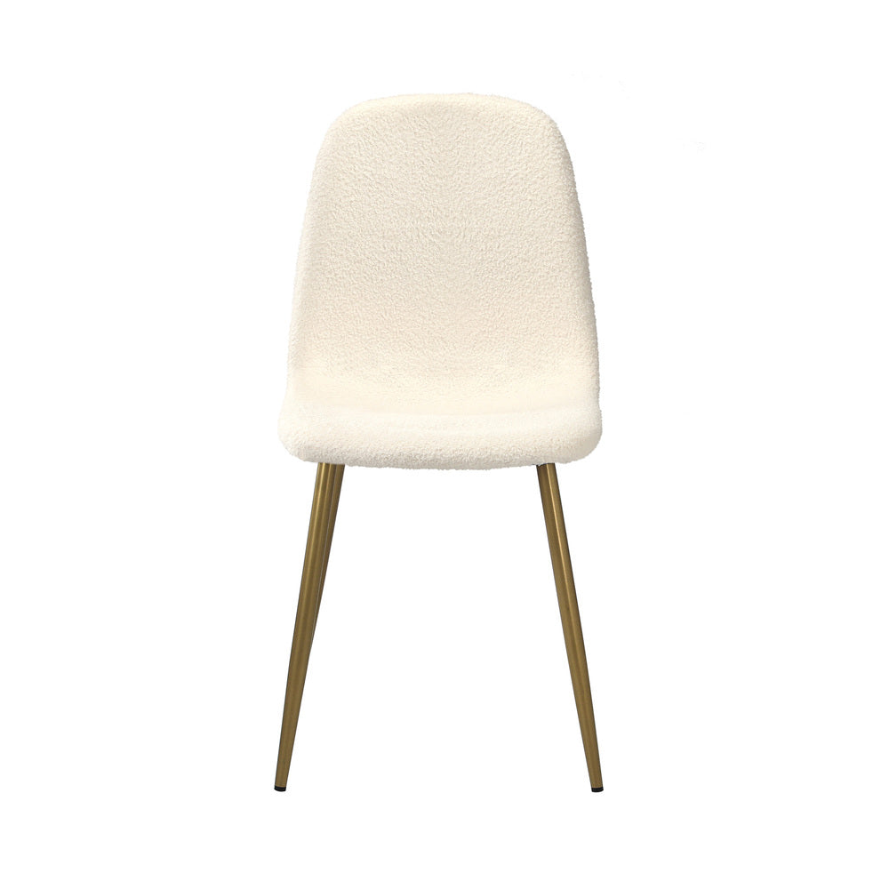 Oikiture 6x Dining Chairs Sherpa White and Golden