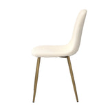 Oikiture 6x Dining Chairs Sherpa White and Golden - Low Angle