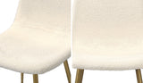 Oikiture 6x Dining Chairs Sherpa White and Golden