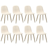 Oikiture 8x Dining Chairs Sherpa White and Golden