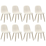Oikiture 8x Dining Chairs Sherpa White and Golden