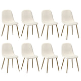 Oikiture 8x Dining Chairs Sherpa White and Golden