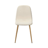 Oikiture 2x Dining Chairs Sherpa White and Wooden - Rear View