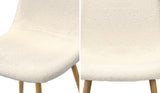 Oikiture 2x Dining Chairs Sherpa White and Wooden