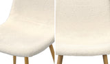 Oikiture 2x Dining Chairs Sherpa White and Wooden - 45-Degree Angle