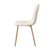 Oikiture 4x Dining Chairs Sherpa White and Wooden - Side View