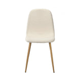 Oikiture 8x Dining Chairs Sherpa White and Wooden