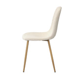Oikiture 8x Dining Chairs Sherpa White and Wooden - 45-Degree Angle