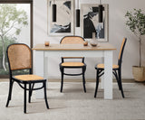 Oikiture Dining Chairs Wooden Chairs Rattan Seat Black