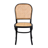 Oikiture 4PCS Dining Chairs Wooden Chairs Rattan Black - 45-Degree Angle