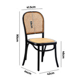 Oikiture 6PCS Dining Chairs Wooden Chairs Rattan Black