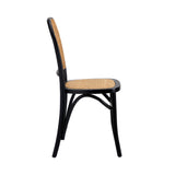Oikiture 6PCS Dining Chairs Wooden Chairs Rattan Black - 45-Degree Angle