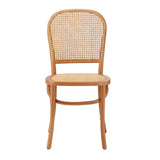 Oikiture Dining Chairs Wooden Chairs Rattan Seat Beige