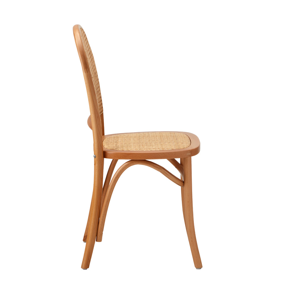 Oikiture Dining Chairs Wooden Chairs Rattan Seat Beige