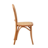 Oikiture 2PCS Dining Chairs Wooden Rattan Beige