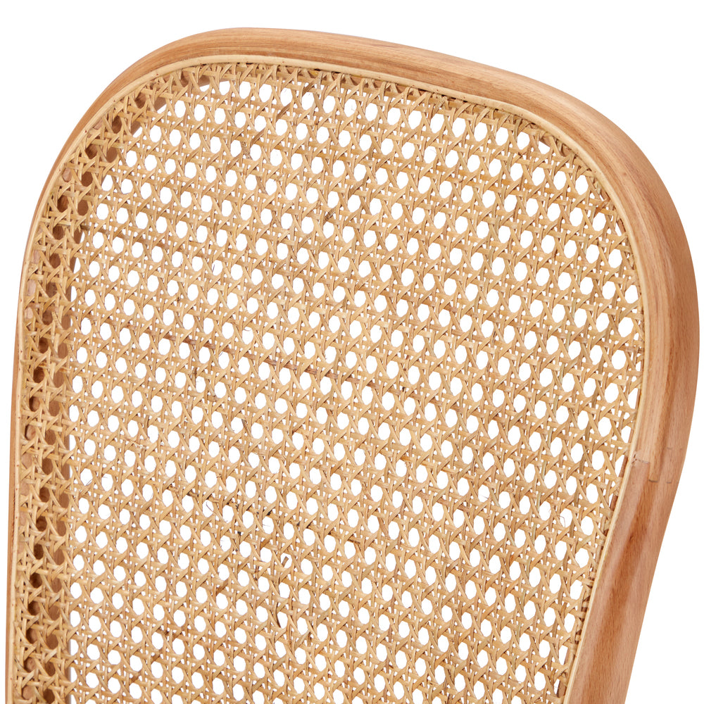Oikiture 2PCS Dining Chairs Wooden Rattan Beige