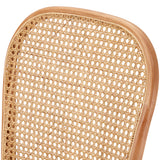 Oikiture 2PCS Dining Chairs Wooden Rattan Beige