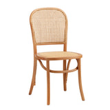 Oikiture 4PCS Dining Chairs Wooden Chairs Rattan Natural - Close-Up Angle