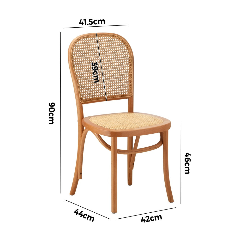 Oikiture 4PCS Dining Chairs Wooden Chairs Rattan Natural