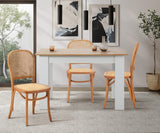 Oikiture 4PCS Dining Chairs Wooden Chairs Rattan Natural - Side View