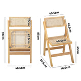 Oikiture 2x Dining Chairs Folding Rattan Chair Wooden