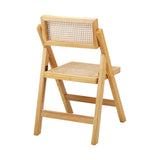 Oikiture 2x Dining Chairs Folding Rattan Chair Wooden