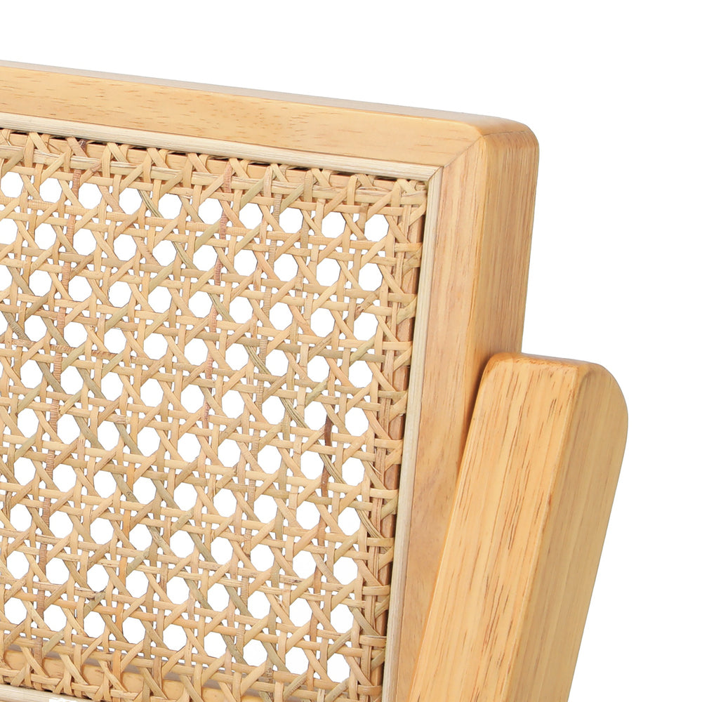 Oikiture 2x Dining Chairs Folding Rattan Chair Wooden