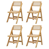 Oikiture 4x Dining Chairs Folding Rattan Chair Wooden - Close-Up Angle
