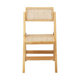 Oikiture 4x Dining Chairs Folding Rattan Chair Wooden - Side View