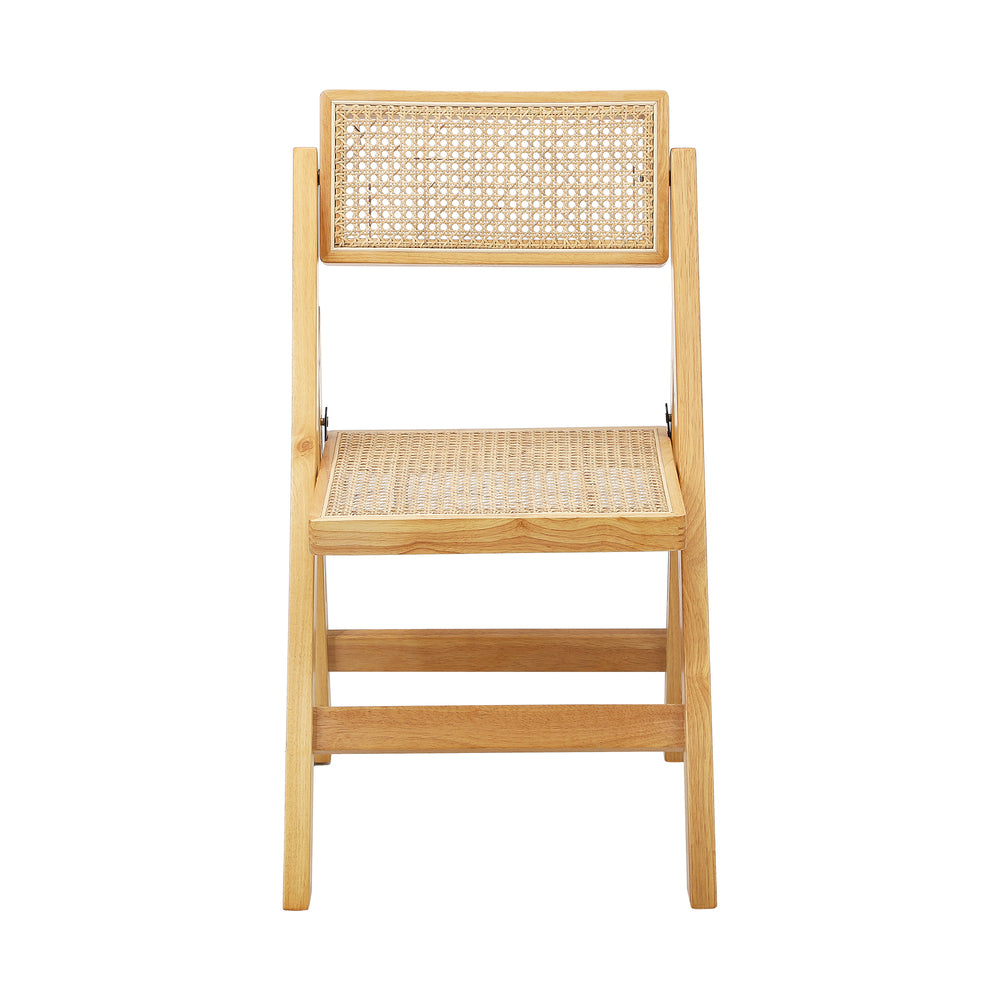 Oikiture 6x Dining Chairs Folding Rattan Chair Wooden