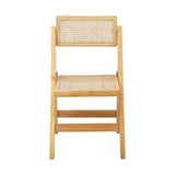 Oikiture 6x Dining Chairs Folding Rattan Chair Wooden