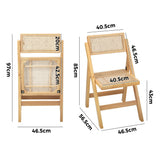 Oikiture 6x Dining Chairs Folding Rattan Chair Wooden - Front View