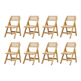 Oikiture 8x Dining Chairs Folding Rattan Chair Wooden