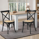 Oikiture Set of 2 Dining Chair with Crossback Timber Black - Top-Down View