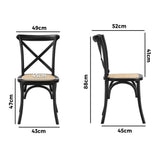 Oikiture Set of 2 Dining Chair with Crossback Timber Black