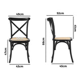 Oikiture Set of 2 Dining Chair with Crossback Timber Black - Rear View
