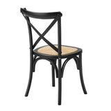 Oikiture Set of 2 Dining Chair with Crossback Timber Black