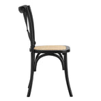 Oikiture Set of 2 Dining Chair with Crossback Timber Black, image 3