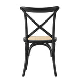 Oikiture Set of 2 Dining Chair with Crossback Timber Black