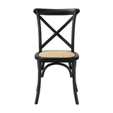 Oikiture 4PCS Crossback Dining Chair Ratan Seat Black